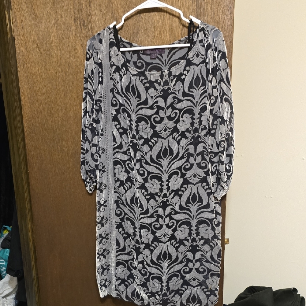 Hale Bob Black and White Long Sleeve Dress